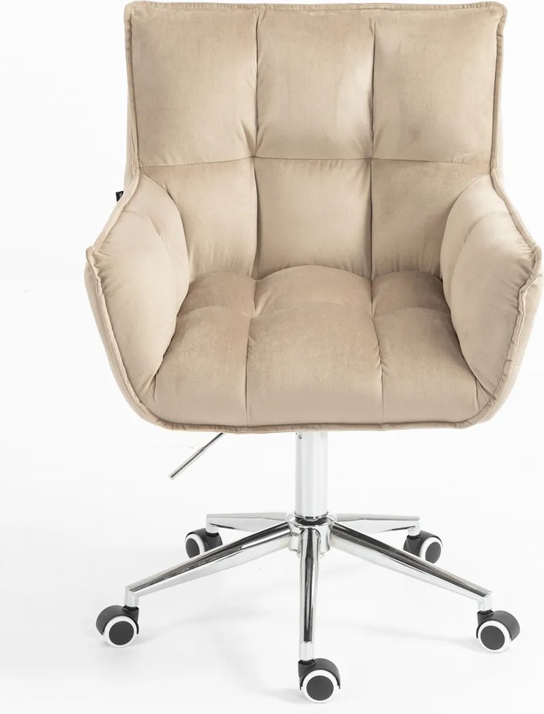 HR560K Scaun Catifea Latte cu Bază Cromata