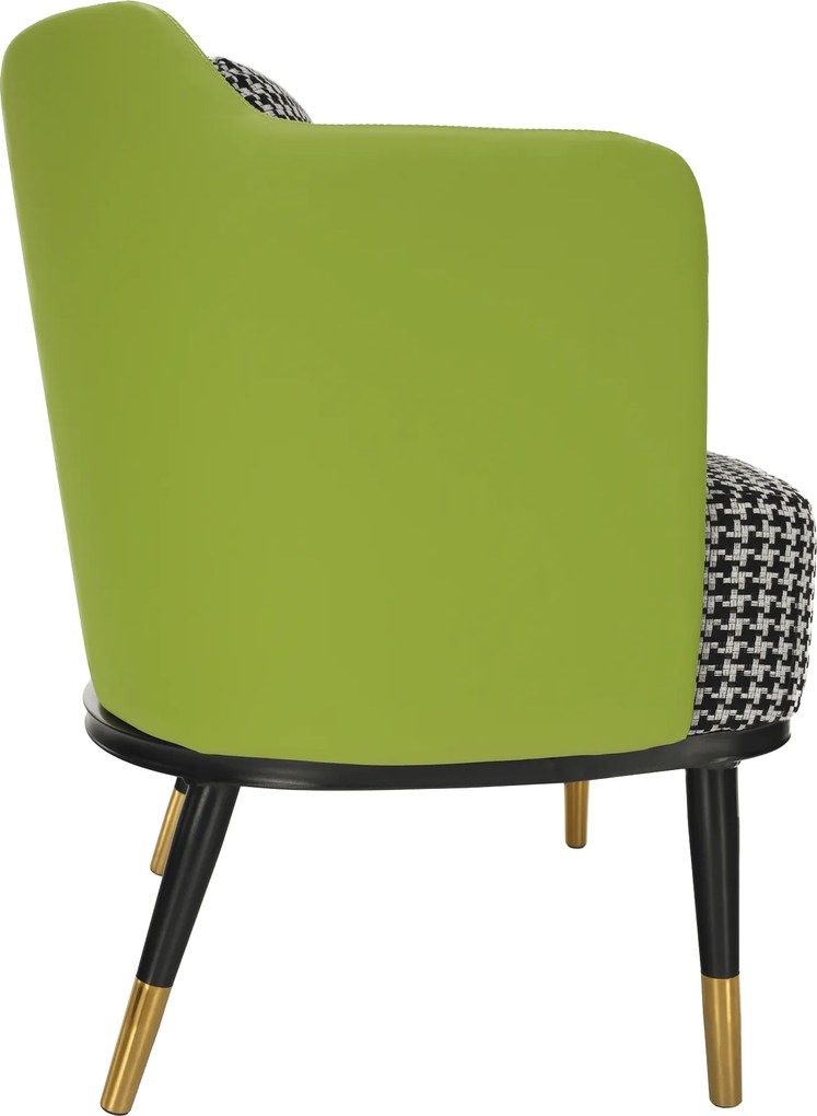 Fotoliu design, model alb-negru/ piele ecologică verde, EMREN