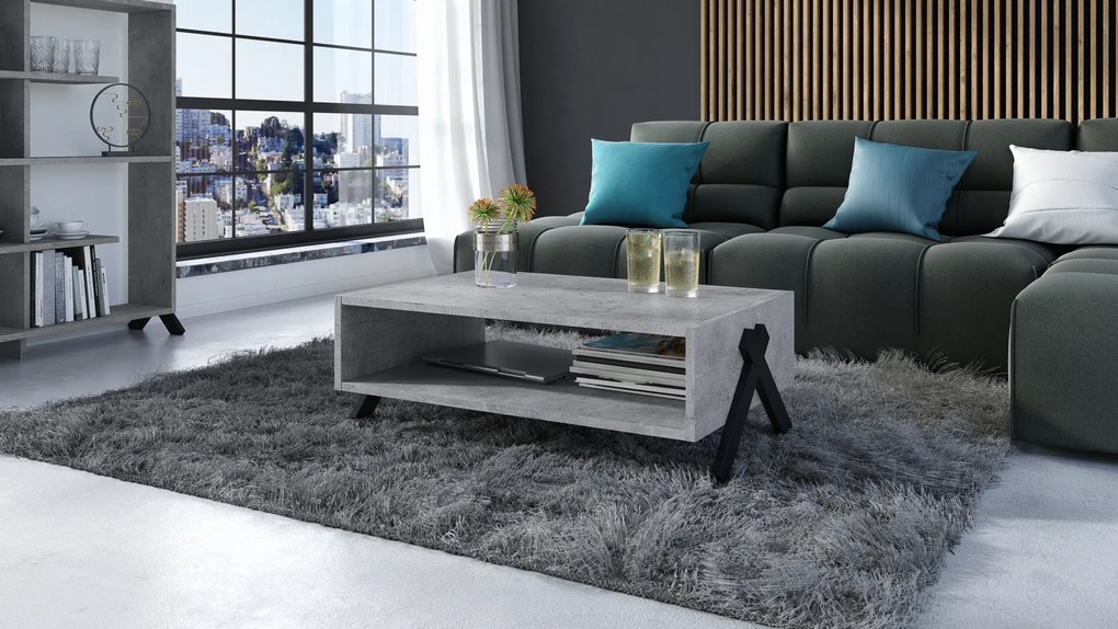Mazzoni Set de mobilier VIK Beton Millennium - COMODĂ TV/SUB TV + MĂSUȚĂ DE CAFEA + RAFT| SET DE MOBILIER PENTRU LIVING