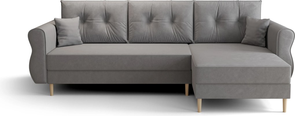 Canapea extensibila de colt SILVIANO, gri, reversibila, 230x140 cm