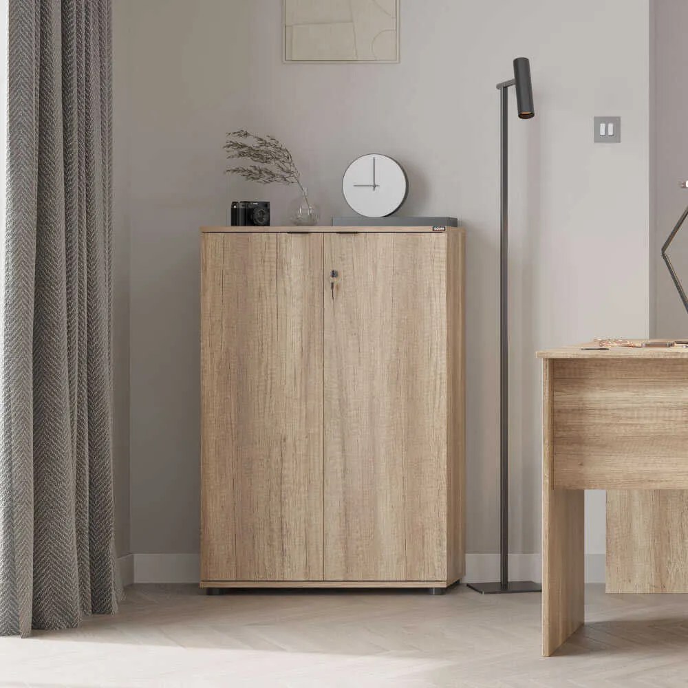 Bibliotecă Adore Rio cu 2 Uși, Cheie și 3 Rafturi, 72 x 109 x 34 cm