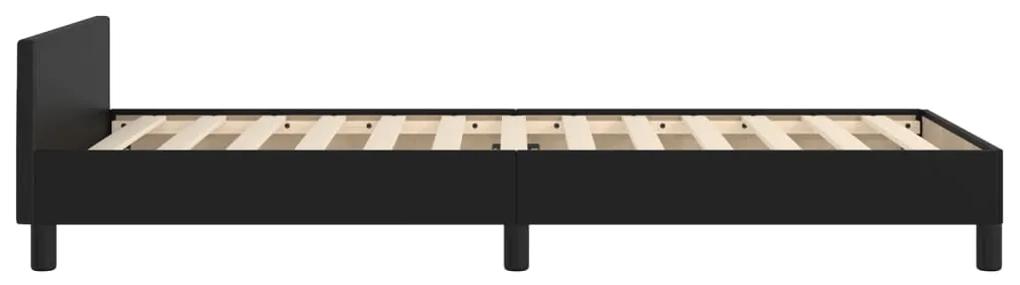 Cadru de pat cu tablie, negru, 90x190 cm, piele ecologica Negru, 90 x 190 cm, Culoare unica si cuie de tapiterie