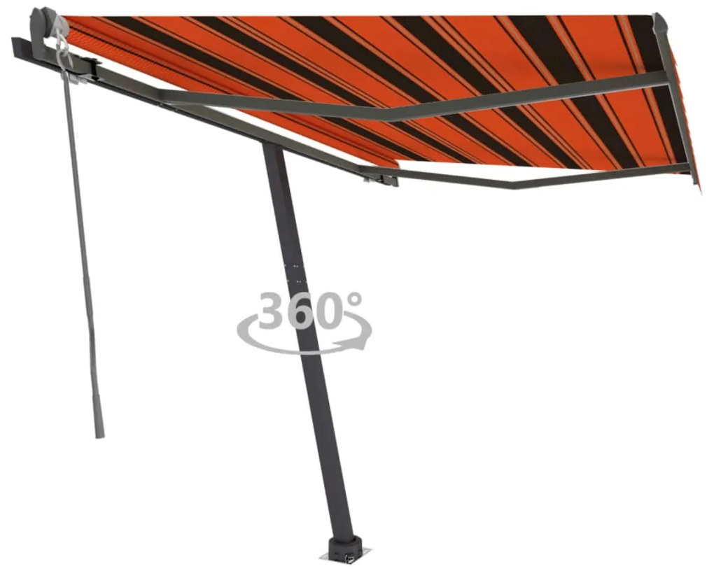 vidaXL Copertină autonomă retractabilă automat oranj&amp;maro 300x250 cm
