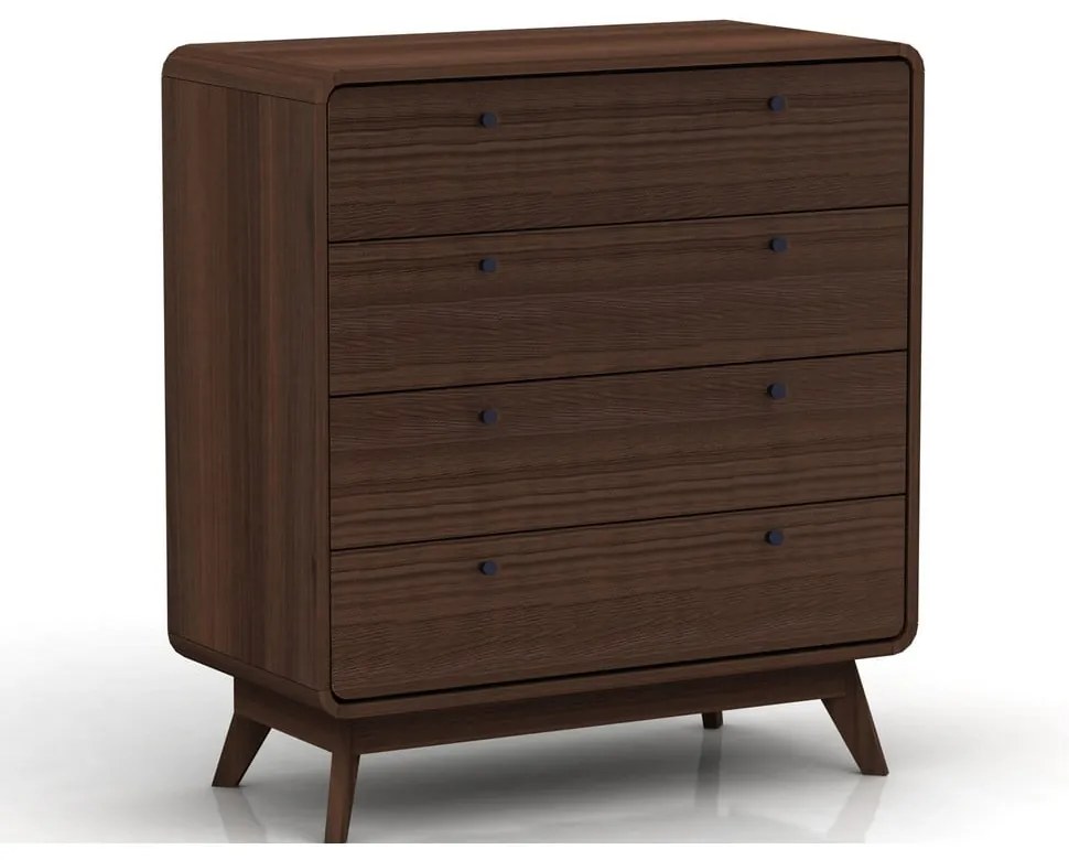 Comodă maro închis înaltă cu aspect de lemn de nuc 80x88 cm Caitlin – Støraa