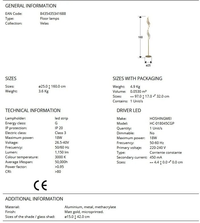 Lampadar LED design modern Velas
