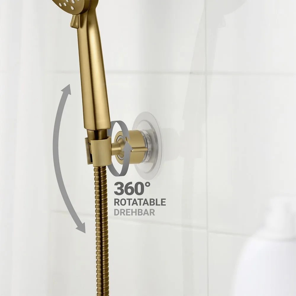 Suport pentru capul de duș auriu autoadeziv din plastic Libertà – Wenko