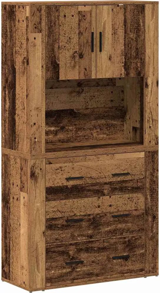 vidaXL Bufet cu sertar Lemn vechi 80 x 33 x 150 cm Lemn compozit