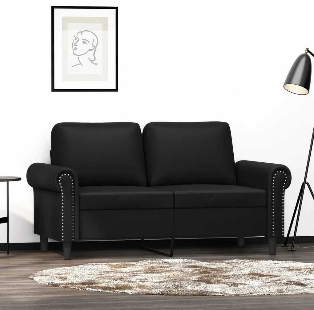 349119 vidaXL Canapea cu 2 locuri, negru, 120 cm, piele ecologică