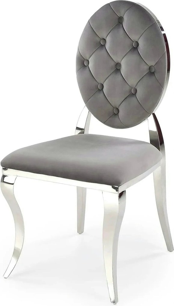 Scaun cromat K555, gri/argintiu, stofa catifelata/metal, 48x52x96 cm
