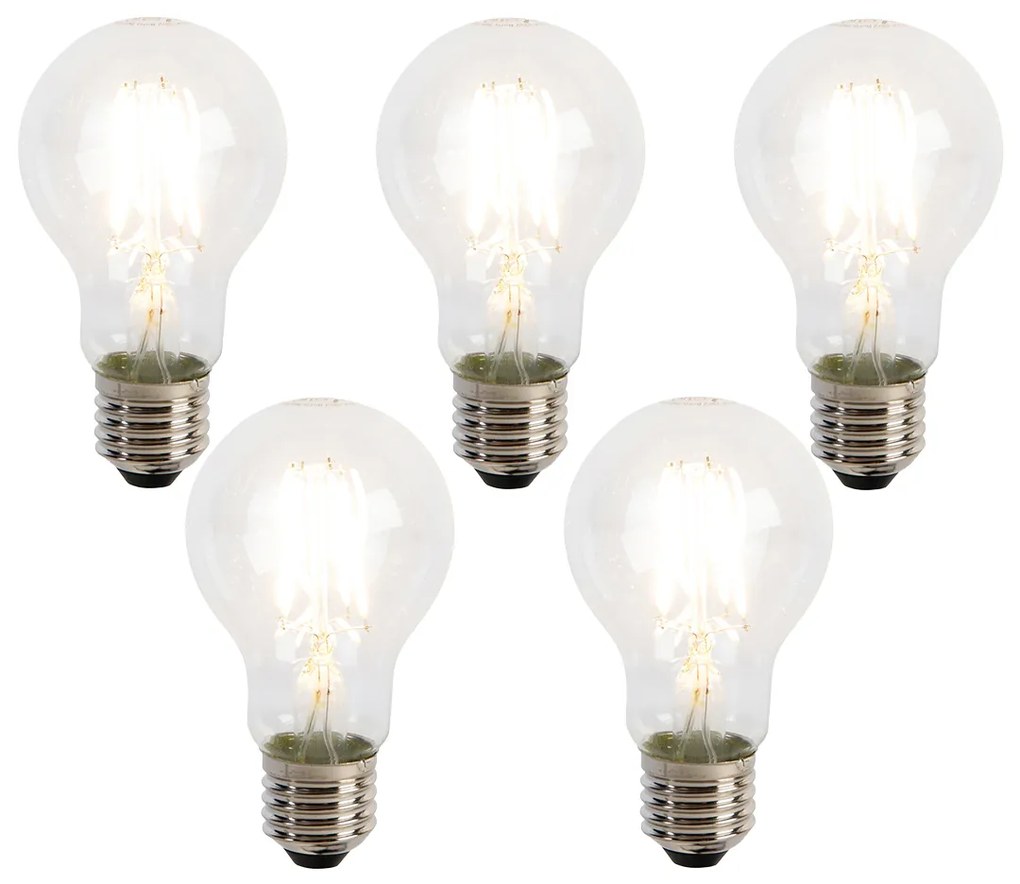 Set de 5 becuri cu filament LED E27 A60 senzor amurg 4W 470lm 2700K