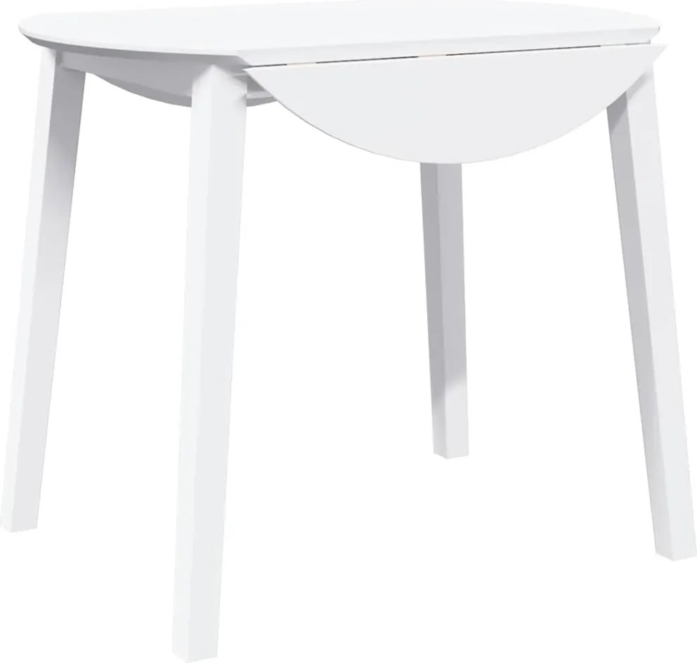 vidaXL Masa de sufragerie alb din lemn masiv cauciuc