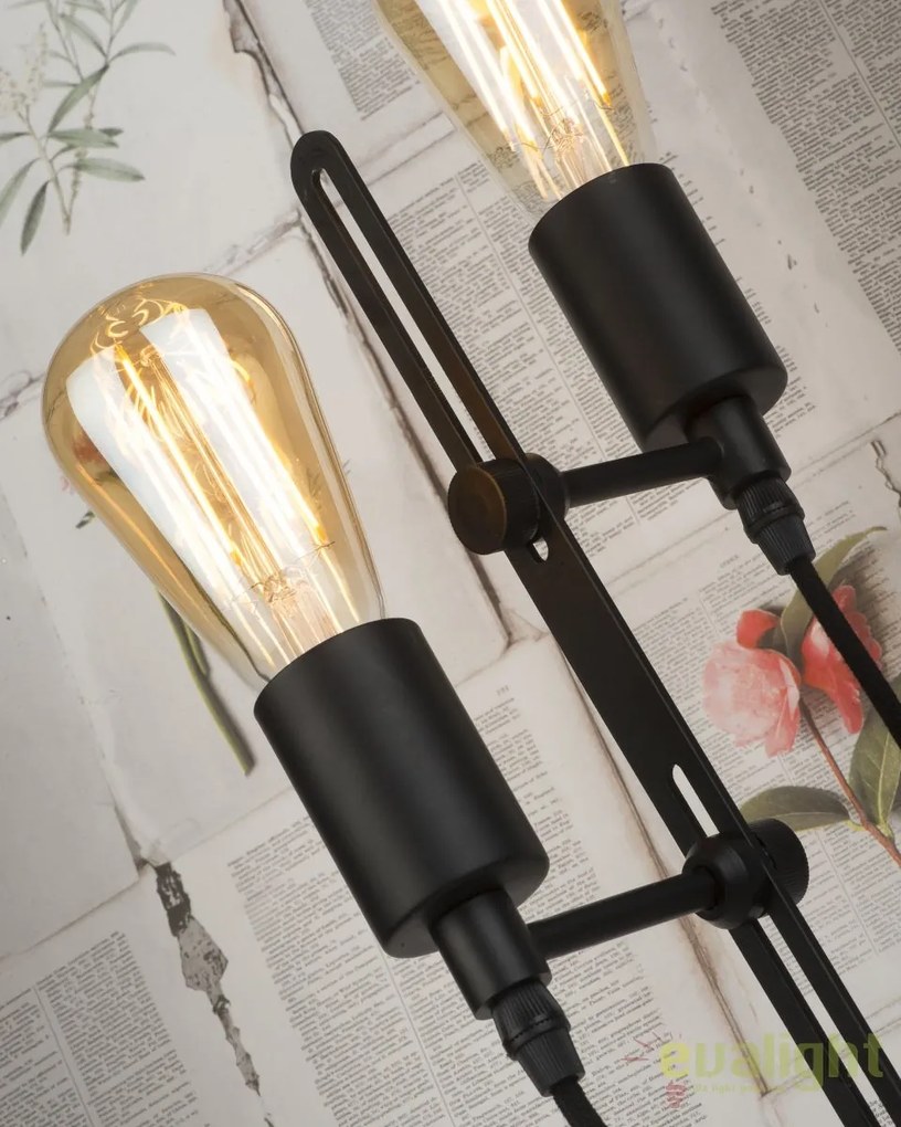 Lampa de podea moderna cu 2 surse de lumina SEATTLE, negru SEATTLE/F/B
