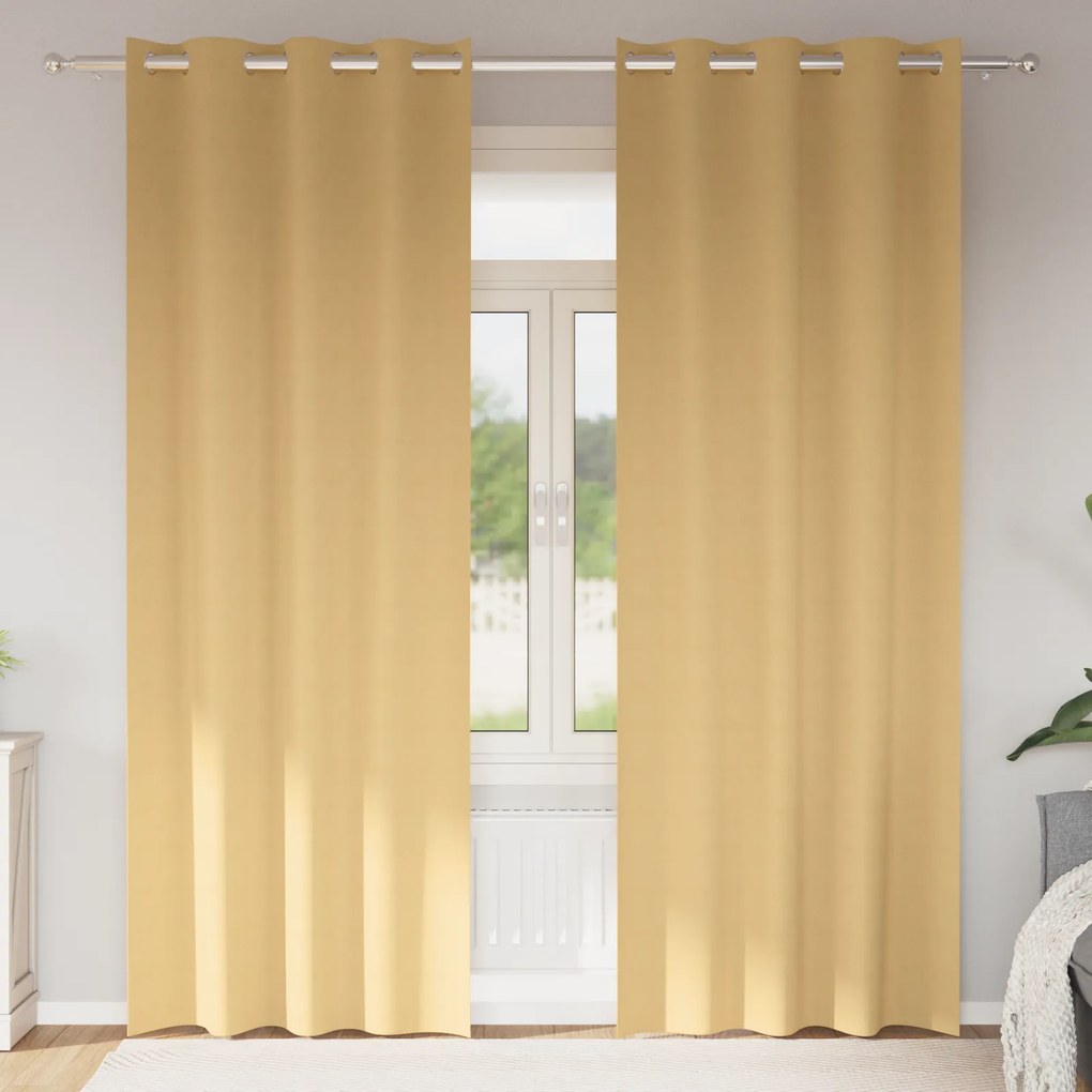 vidaXL Perdele cu perdele 2 pcs Bej 225 x 140 cm Poliester