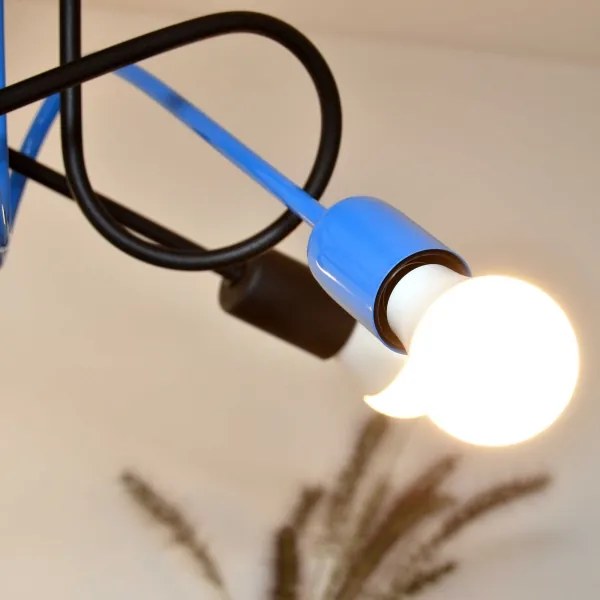 Lustră aplicată OXFORD 4xE27/15W/230V negru/albastru