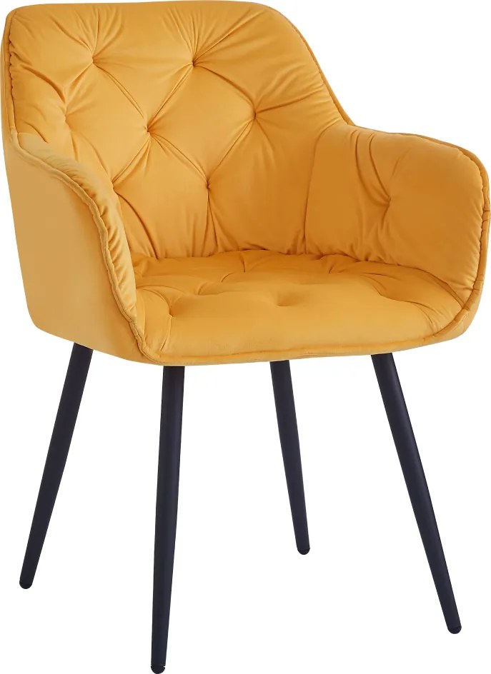 Scaun de design, ţesătură Velvet galben, FEDRIS NEW