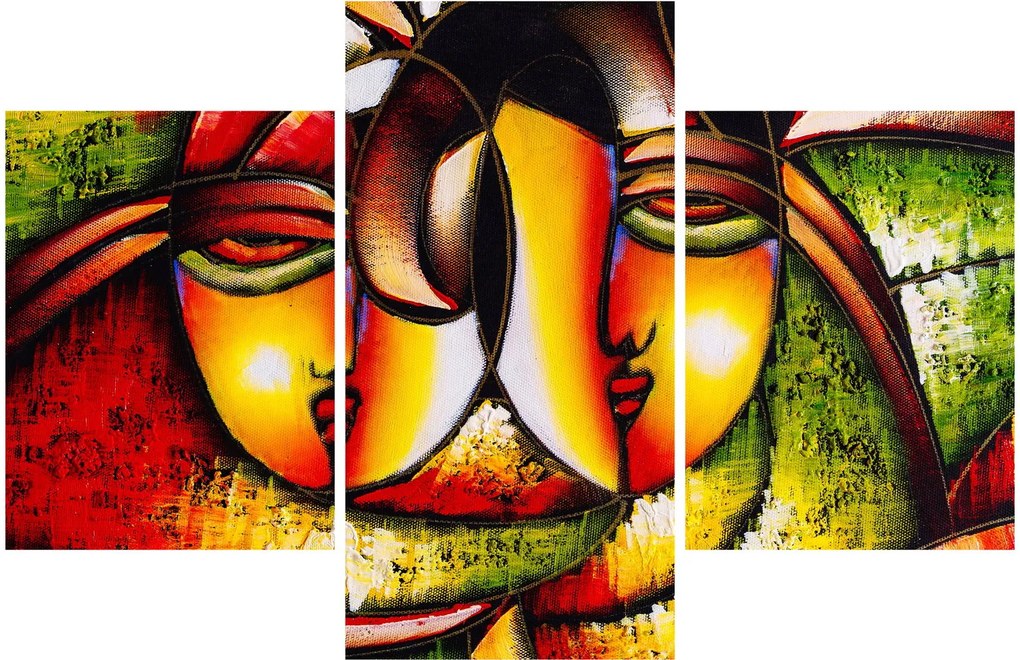 Tablou - Pictură în ulei, chipuri abstracte (90x60 cm)