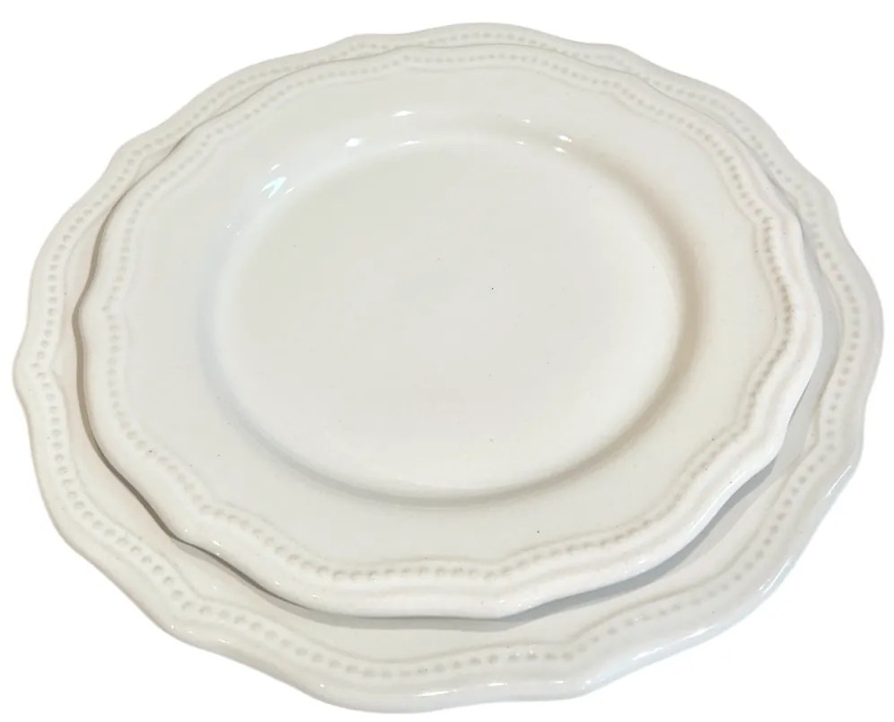Set 3 Farfurii Evenimente Vintage White, Alb Lapte Lucios