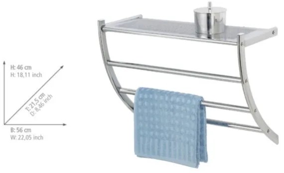 WENKO 15578100 - Suport pentru prosoape PESCARA, 56 x 46 cm, crom lucios