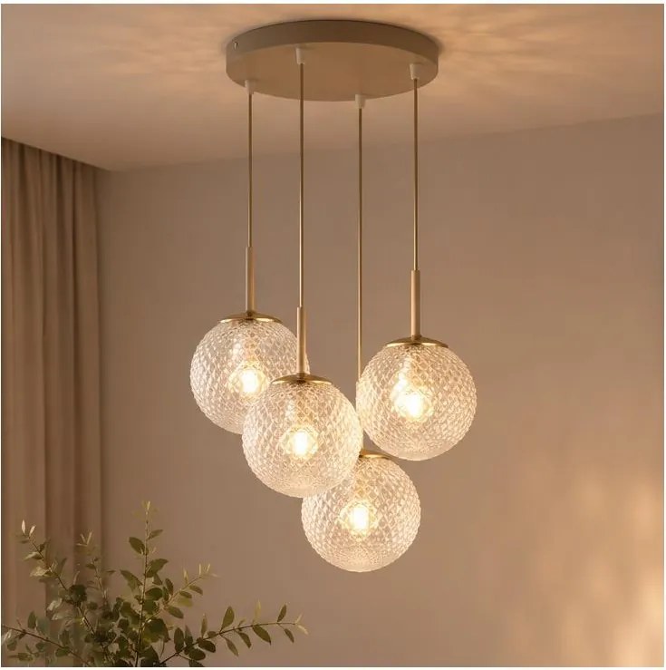 Brilagi - Candelabru suspendat pe cablu STELLA 4xE27/60W/230V bej/auriu