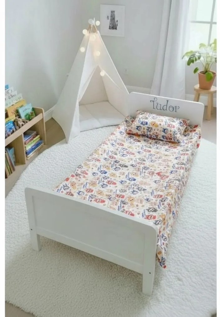 Lenjerie bumbac ranforce pat 3 piese copii 2-6 ani Labubu pentru saltele 130x60 cm ASC6427968006655