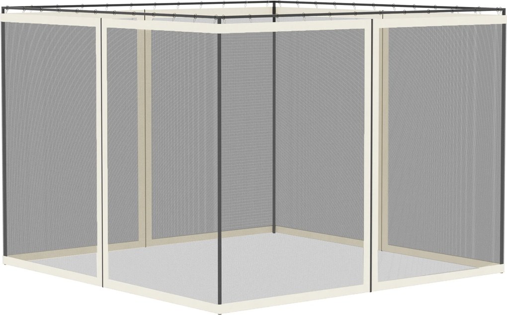 Outsunny Plase de țânțari pentru cort de grădină 3 x 3 m - set de 4 plase de țânțari cu fermoar + cârlige de prindere - poliester nylon | Aosom Romania
