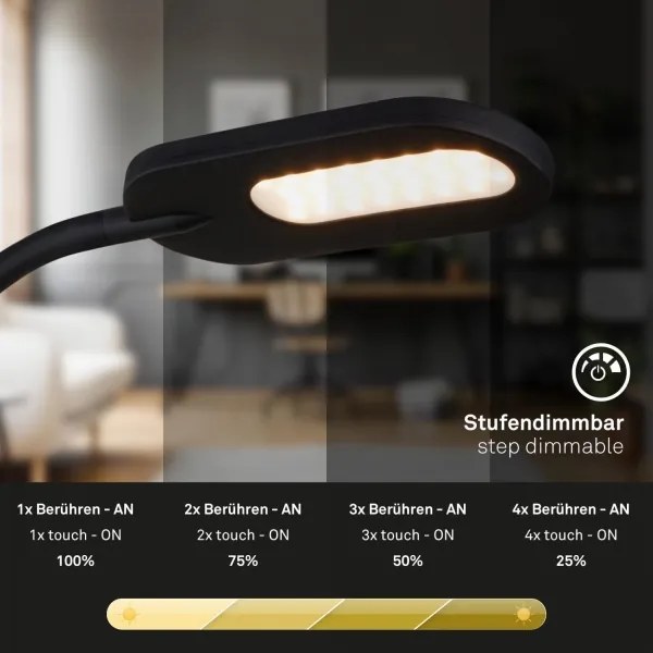 Lampă LED flexibilă dimabilă de perete Briloner 2177015 LED/6W/230V negru