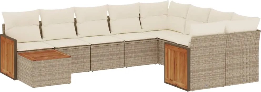 vidaXL Set canapele de grădină cu perne, 10 piese, bej, poliratan