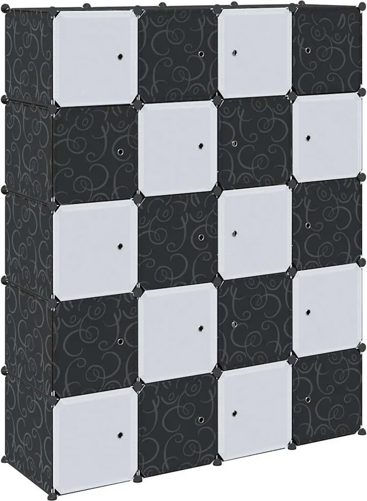 vidaXL Organizator cuburi depozitare cu 20 cuburi și tije de agățat PP