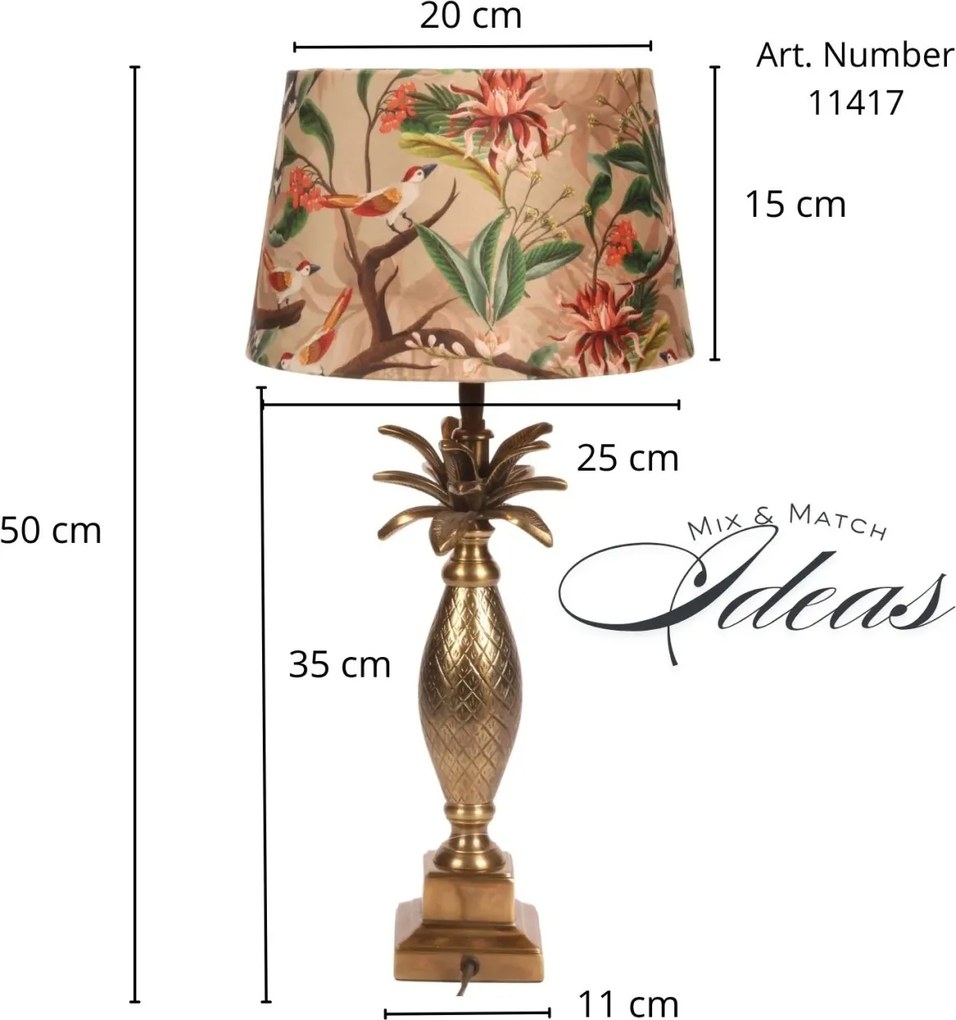 Lampă de masă din aluminiu, auriu, finisaj antichizat, 40 x 11 cm, „Gobelin”