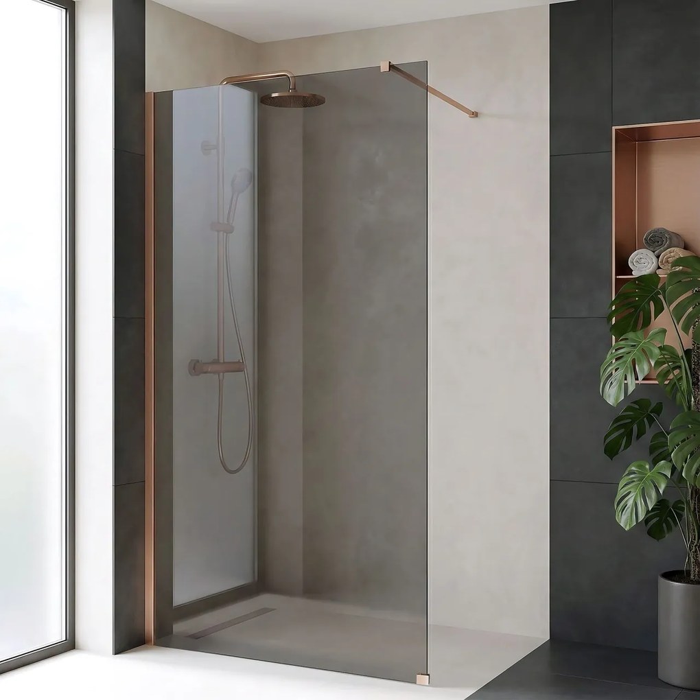 Paravan de dus Rea Flexi Grey / Brush Copper 90