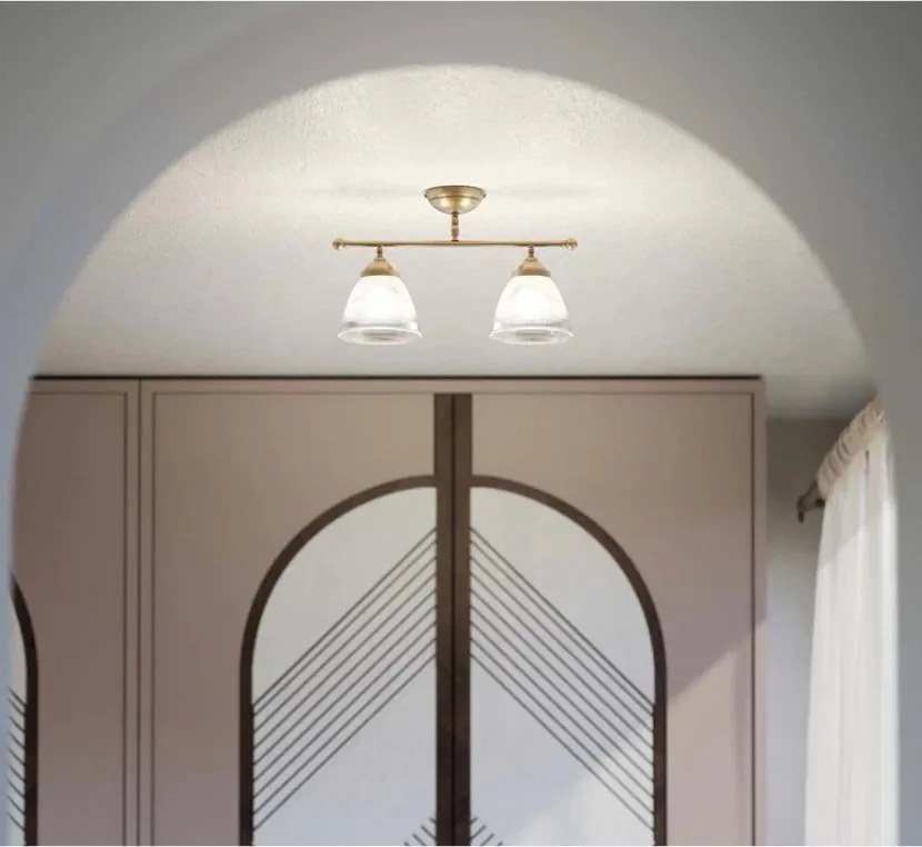 Lustra stil neoclasic din alama si sticla Elide