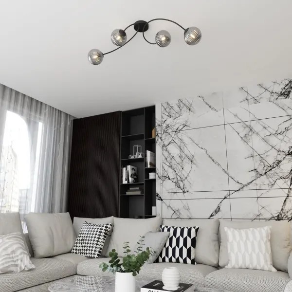 Lustră aplicată VIBRA 4xE14/10W/230V negru/gri