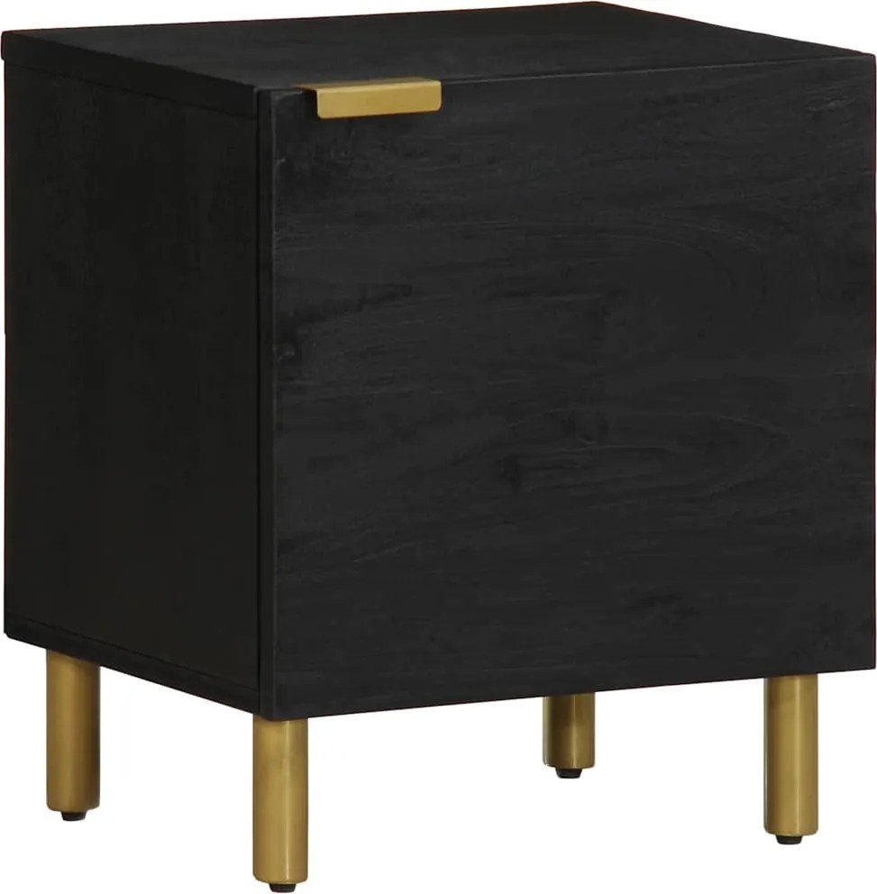 vidaXL Noptieră, negru, 40x33x46 cm, lemn masiv de mango