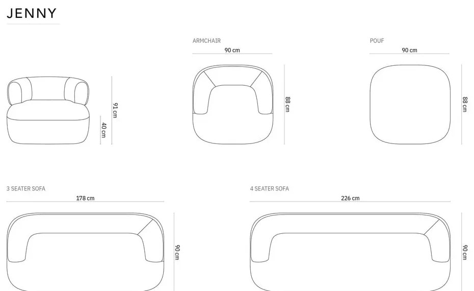 Fotoliu albastru închis cu tapițerie din stofă bouclé Jenny – Micadoni Home