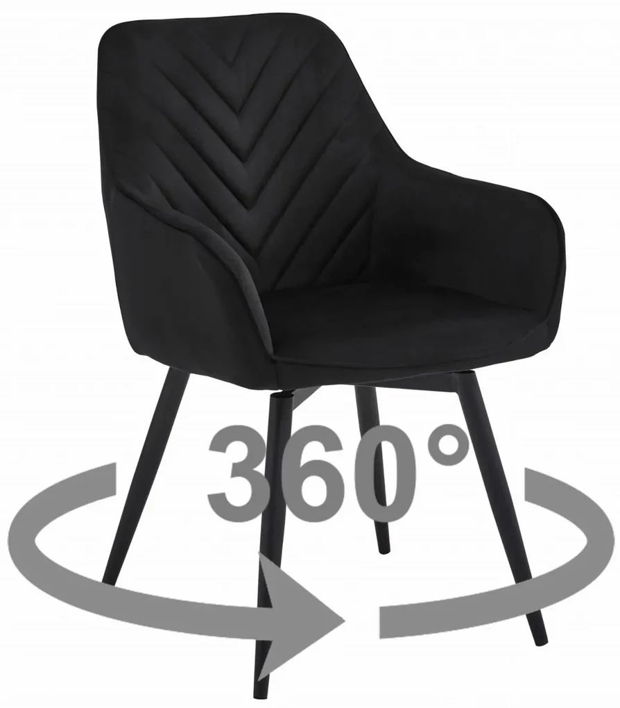 Scaun de masa rotativ NANA360 VELVET, negru
