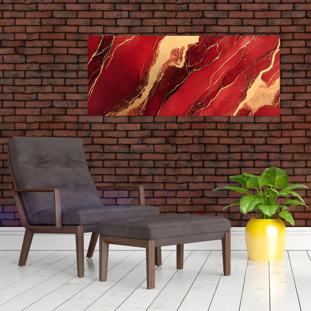 Tablou - Marmură roșu-auriu (120x50 cm)