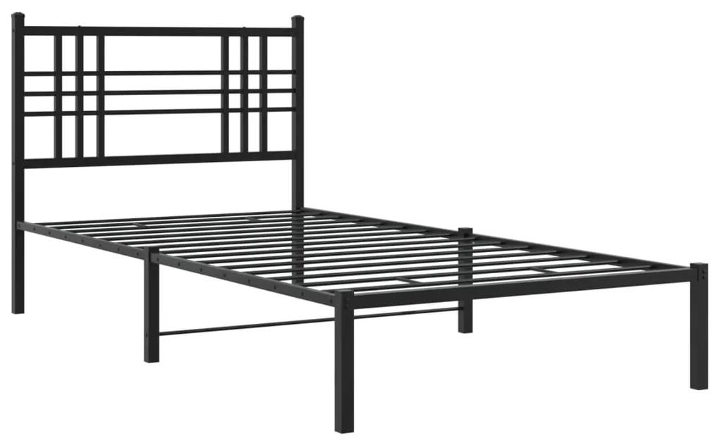 376316 vidaXL Cadru de pat metalic cu tăblie, negru, 90x190 cm