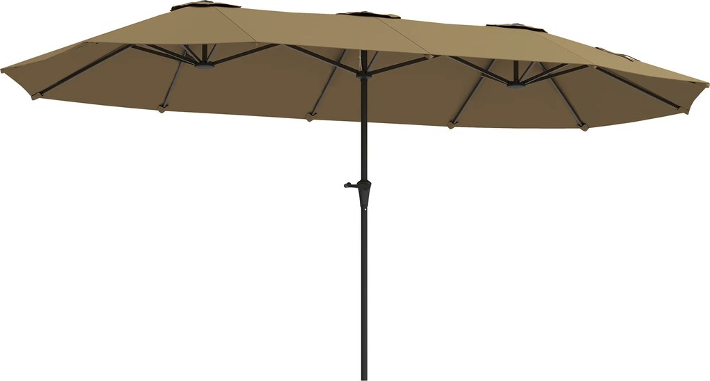 Outsunny Umbrelă Dublă 4x2,2 m Umbrelă Terasă Exterioară cu Manivelă Manuală Impermeabilă și Protecție UV30+ Cafeniu | Aosom Romania