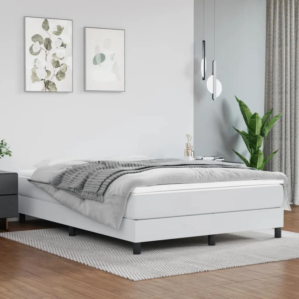 3120701 vidaXL Cadru de pat, alb, 140x200 cm, piele ecologică