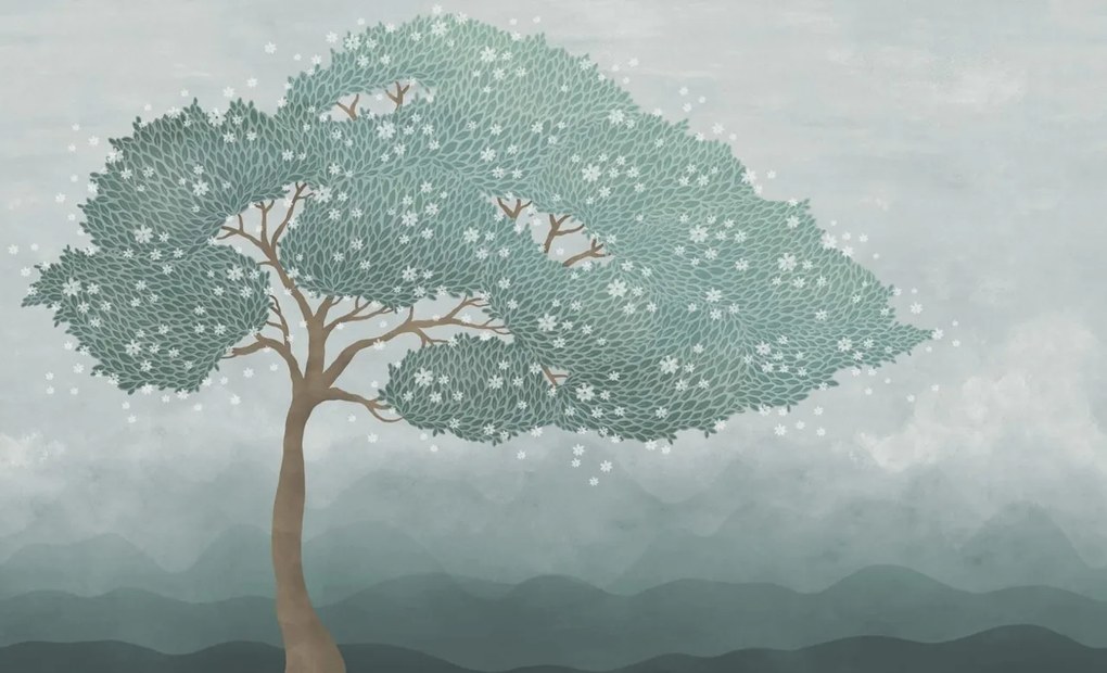 Fototapet, Windy Tree, Blue, Rebel Walls