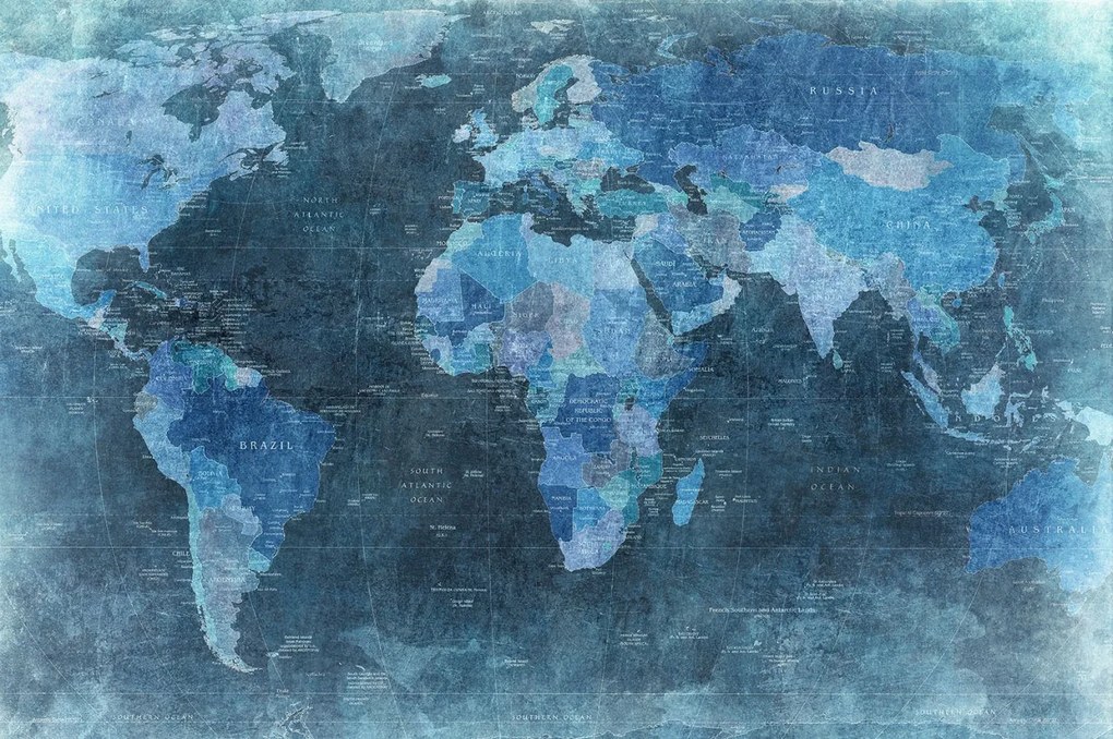 Fototapet, World Map, Blue, Rebel Walls