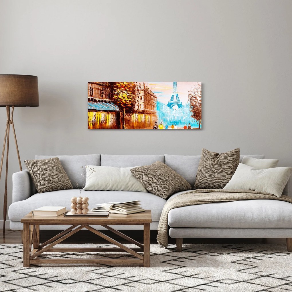 Tablou - Vremea ploioasă și Turnul Eiffel (120x50 cm)