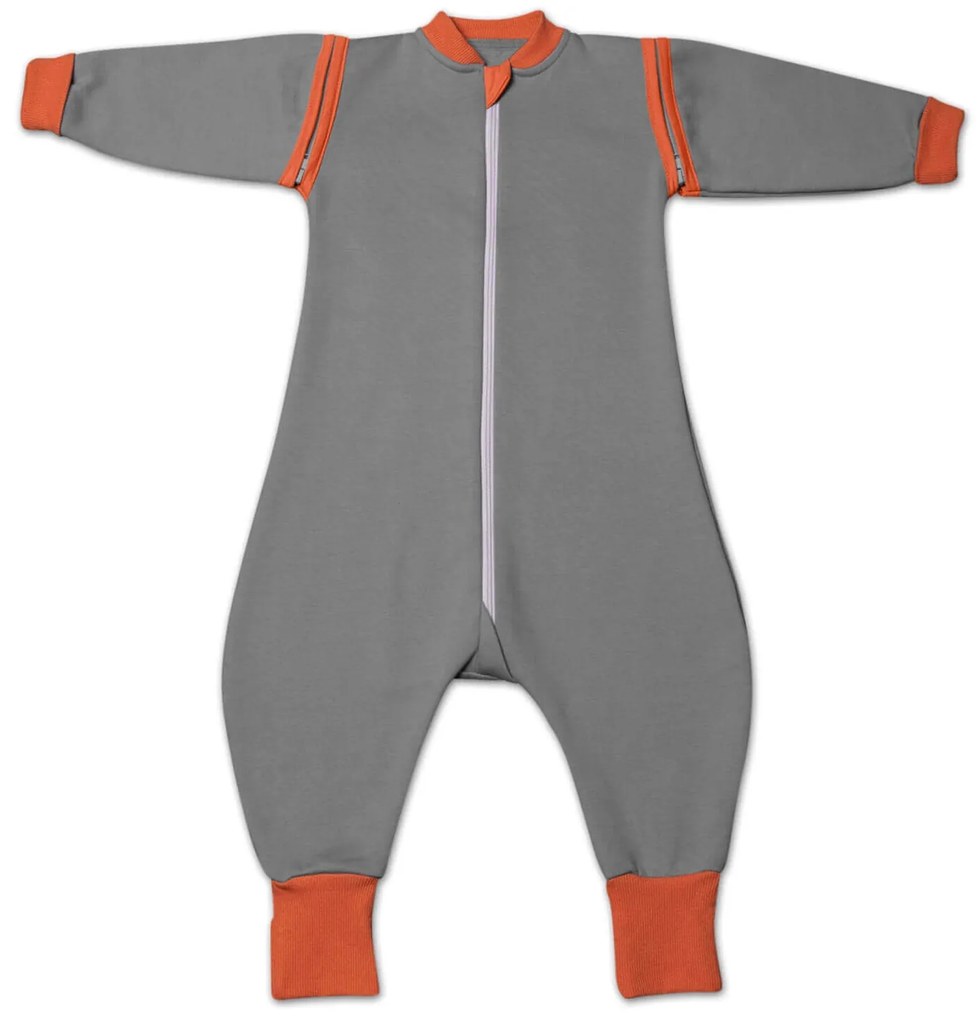 Sac de dormit copii cu picioare si maneci detasabile din bumbac flausat 6-18 luni Kidizi Grey,1 tog