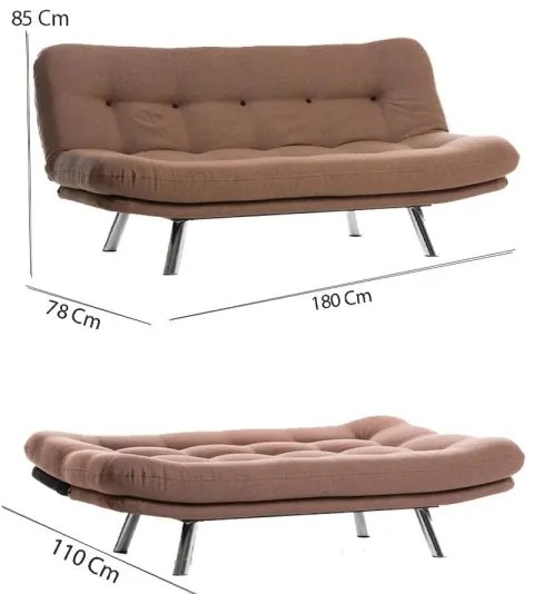 Canapea extensibilă BINA, 2 locuri, maro deschis