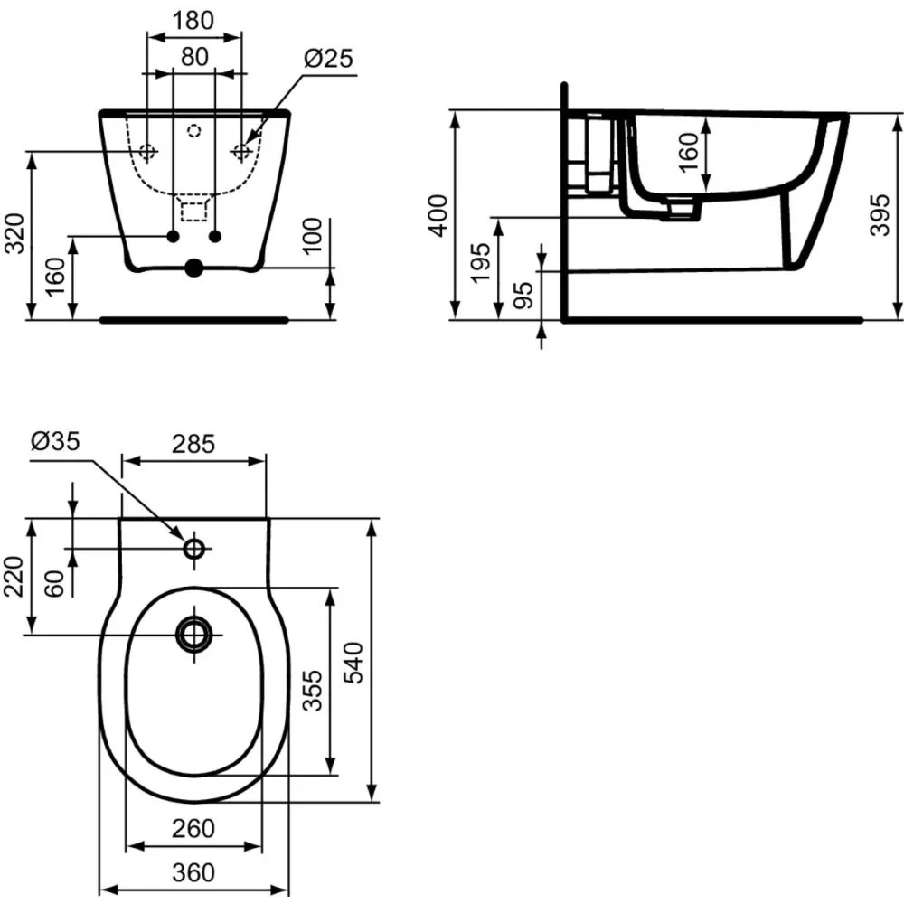 Bideu suspendat Ideal Standard Connect alb lucios