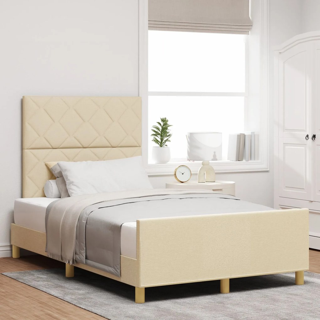 vidaXL Cadru de pat, crem, 120x200 cm, textil