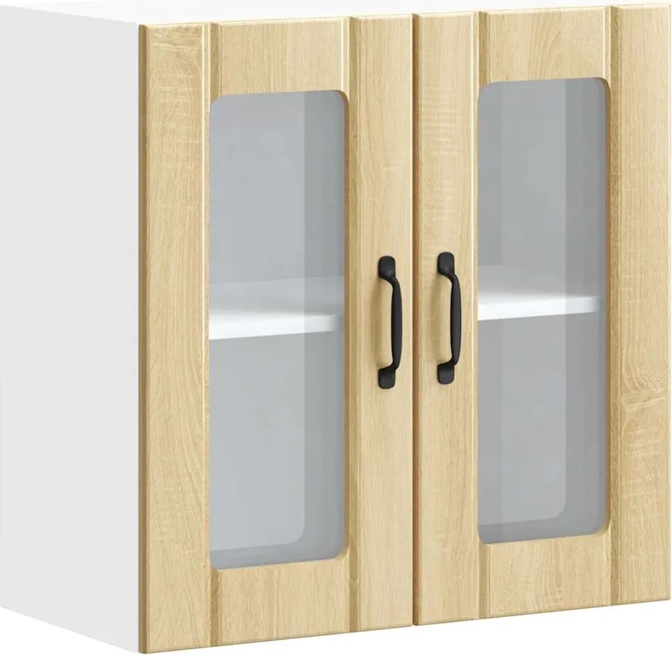 vidaXL Dulap bucătărie cu ușă sticlă Lucca lemn de stejar de Sonoma