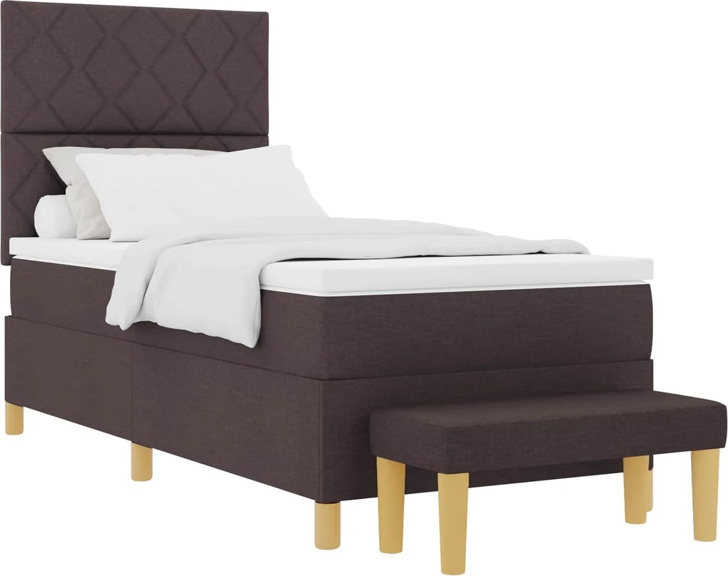 vidaXL Pat cu arcuri cu saltea Maro închis 100 x 200 cm țesătură