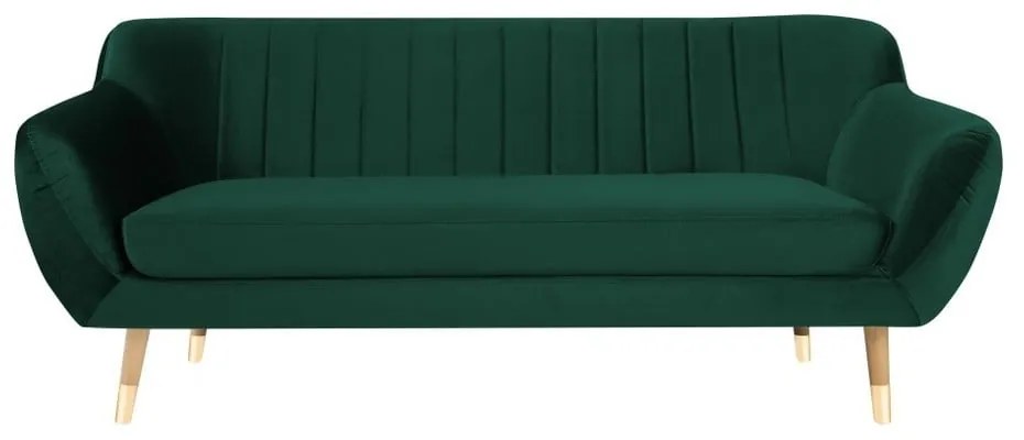 Canapea cu tapițerie din catifea Mazzini Sofas Benito, verde închis, 188 cm