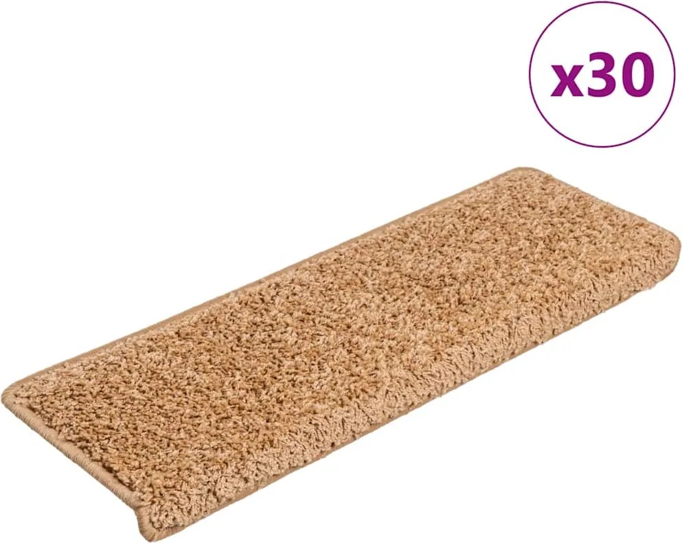 vidaXL Covorașe pentru scări, 30 buc., 65x21x4 cm, bej, cu margini dreptunghiulare